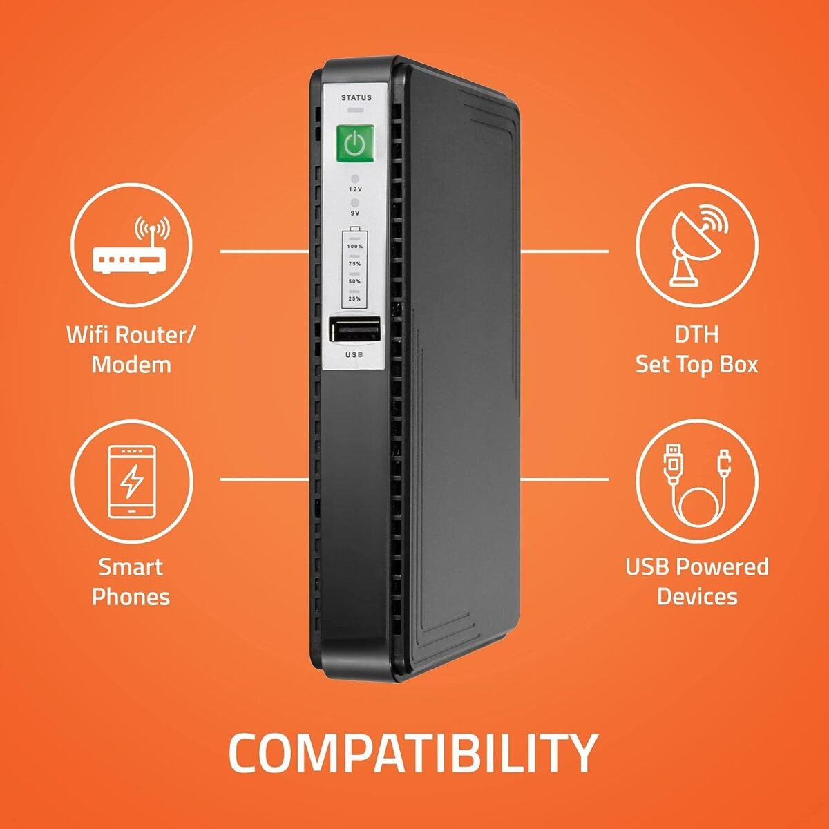 Artis AR-MINIDC-3 Mini UPS for Router/Modem/Set Top Box - 8800mAh, USB Charging - Image 3