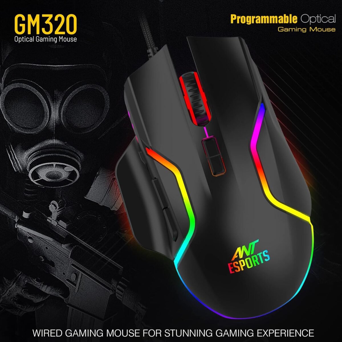 Ant Esports GM320 RGB Optical Wired Gaming Mouse, 8 Programmable Buttons, 12800 DPI - Image 4