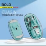 Zebion Bold Transparent Bluetooth Wireless Mouse Dual Mode RGB Blue - Image 2