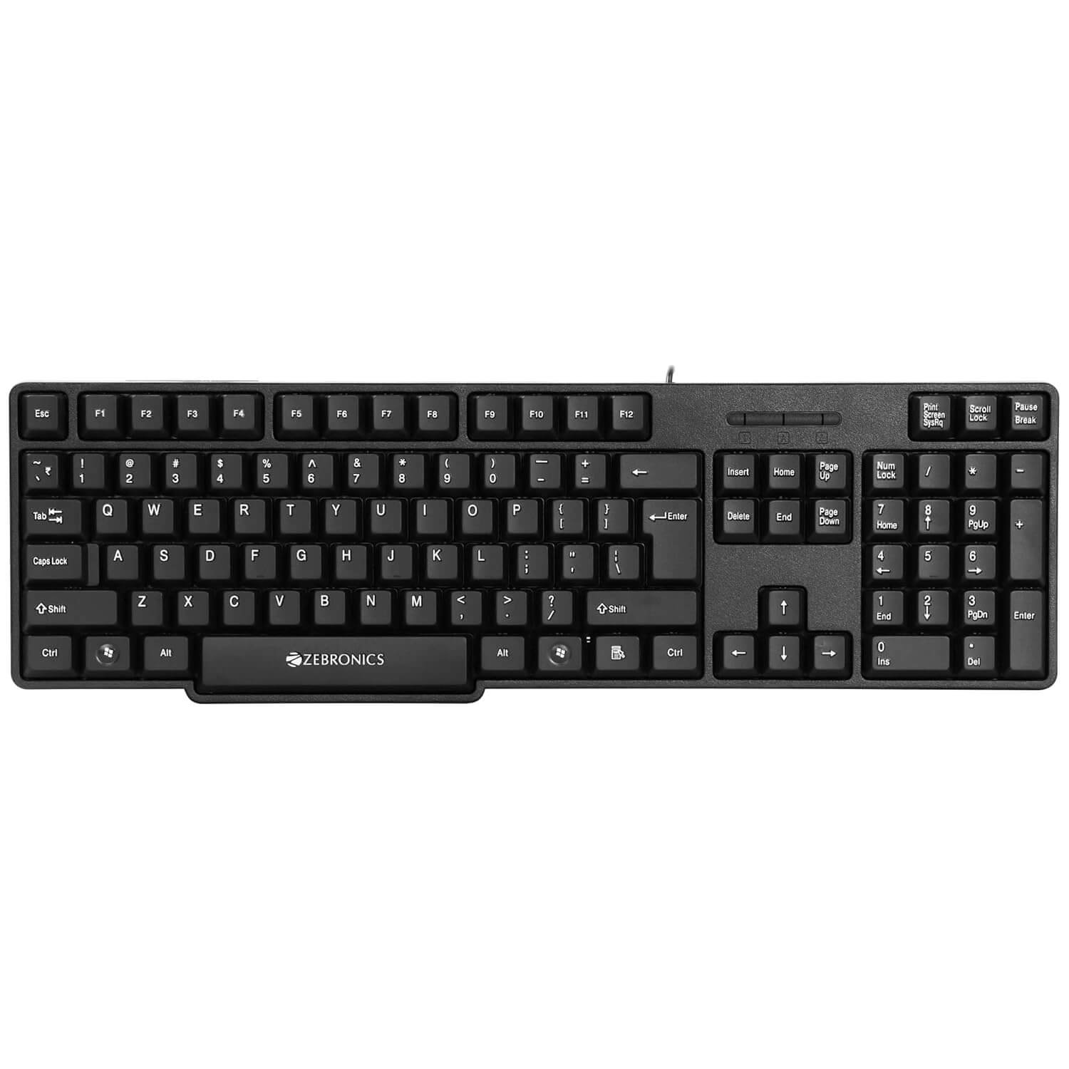 71koM0S1kFL._SL1500_.jpg Zebronics K20 USB Keyboard - Rupee Key, Retractable Stand, Durable Design - Image 1