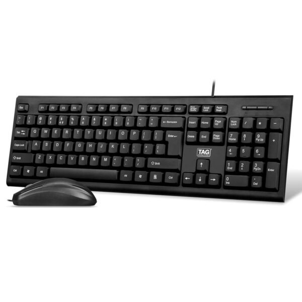 TAG Gamerz KBM100 USB Wired Keyboard and Mouse Combo for PC, Laptop & Mac – Silent Keys, Optical Mouse, Plug & Play