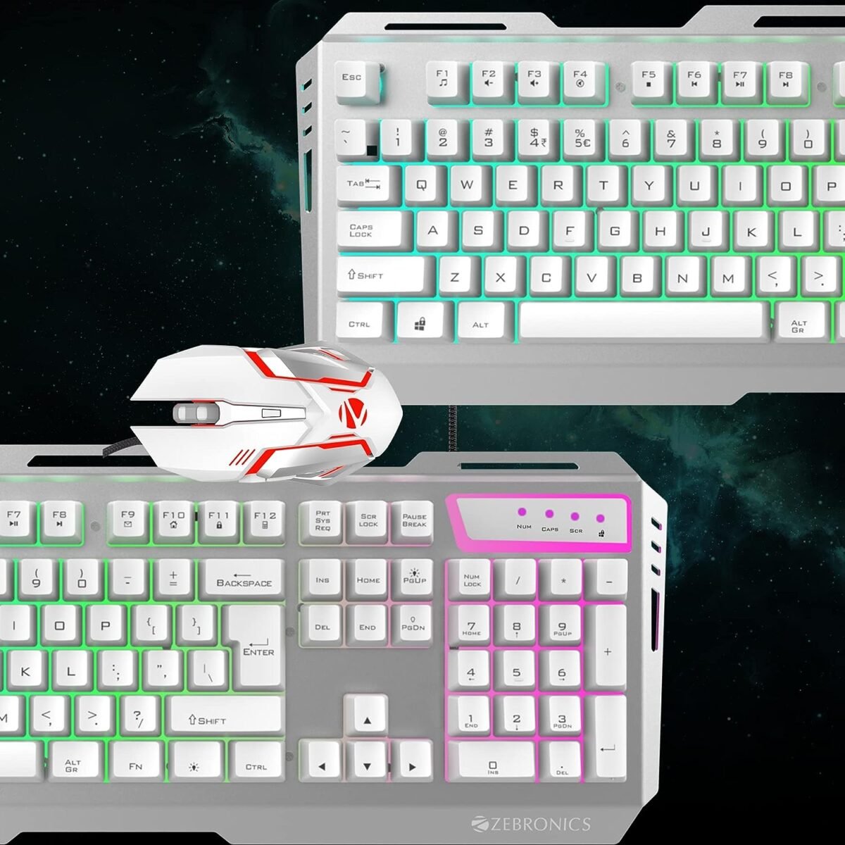 Zebronics Zeb-Transformer White Gaming Keyboard & Mouse Combo - USB, Backlit, Braided Cable - Image 4