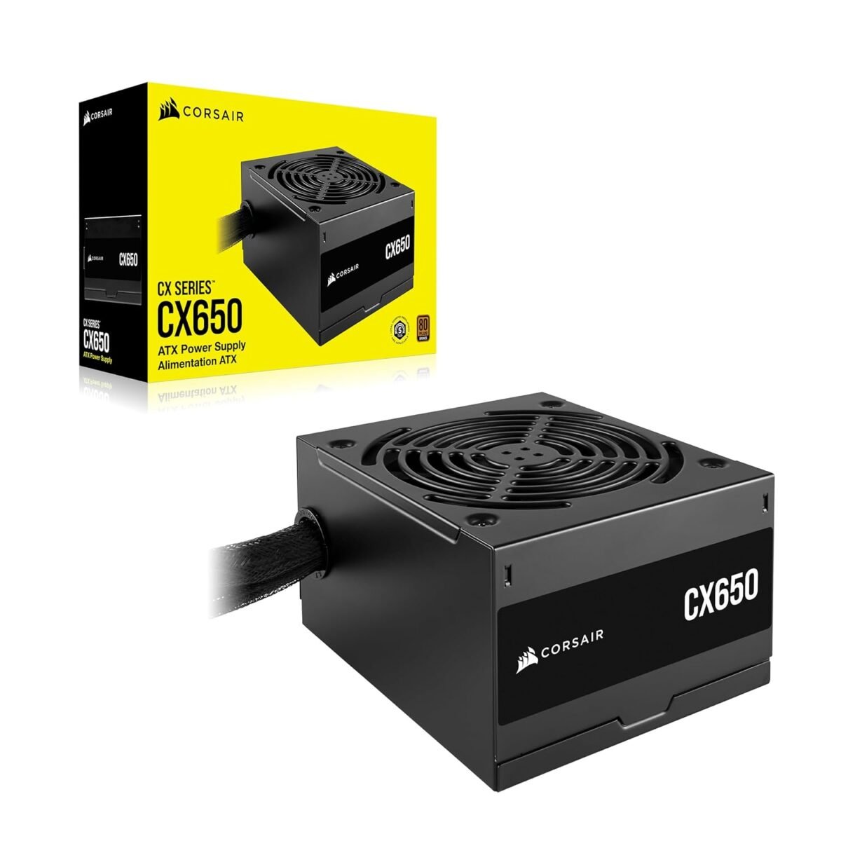 CORSAIR CX650 80 Plus Bronze ATX Power Supply - Low-Noise Fan, Compact, Black Sleeved Cables - Image 2