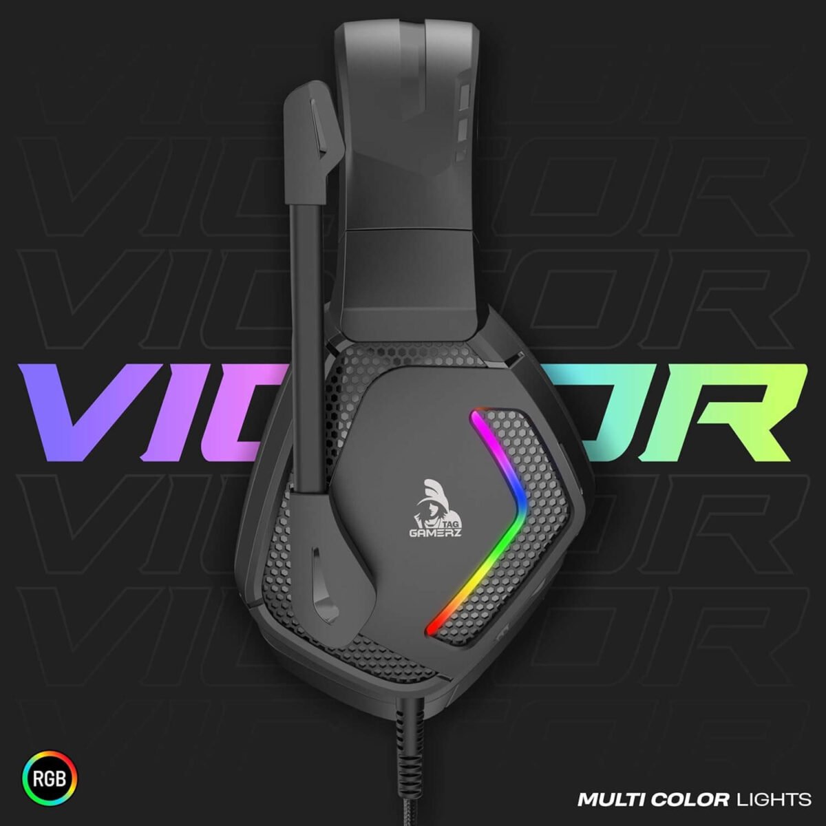 TAG Gamerz Victor RGB Gaming Headphone with 50mm Driver and Adjustable Mic - Image 4