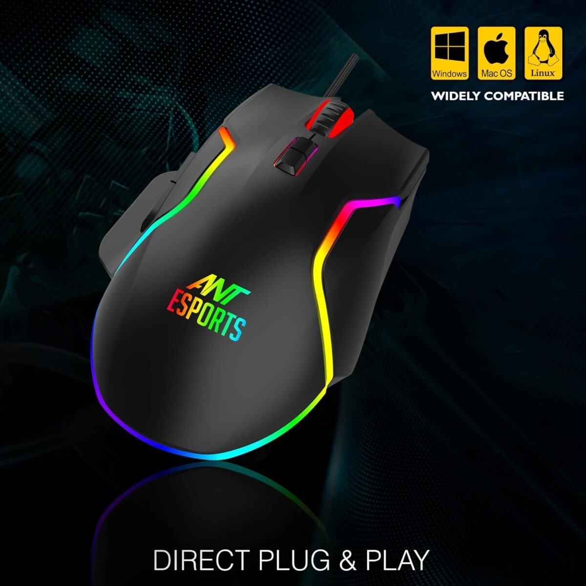 Ant Esports GM320 RGB Optical Wired Gaming Mouse, 8 Programmable Buttons, 12800 DPI - Image 6