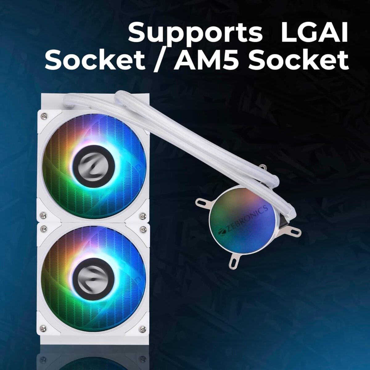 Zebronics AIO240AW 240mm AIO Liquid Cooler - ARGB Sync, LGA1700/AM5 Support, White - Image 2