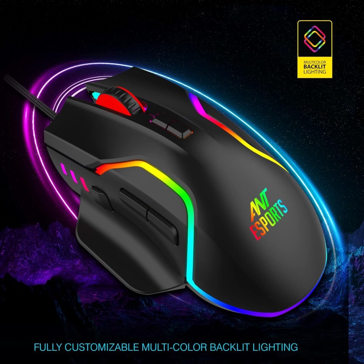 Ant Esports GM320 RGB Optical Wired Gaming Mouse, 8 Programmable Buttons, 12800 DPI - Image 7