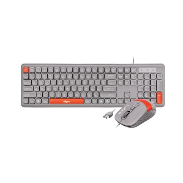 FINGERS Velvet Combo Rangeela Wired Keyboard & Mouse Set – Pearl Grey/Orange