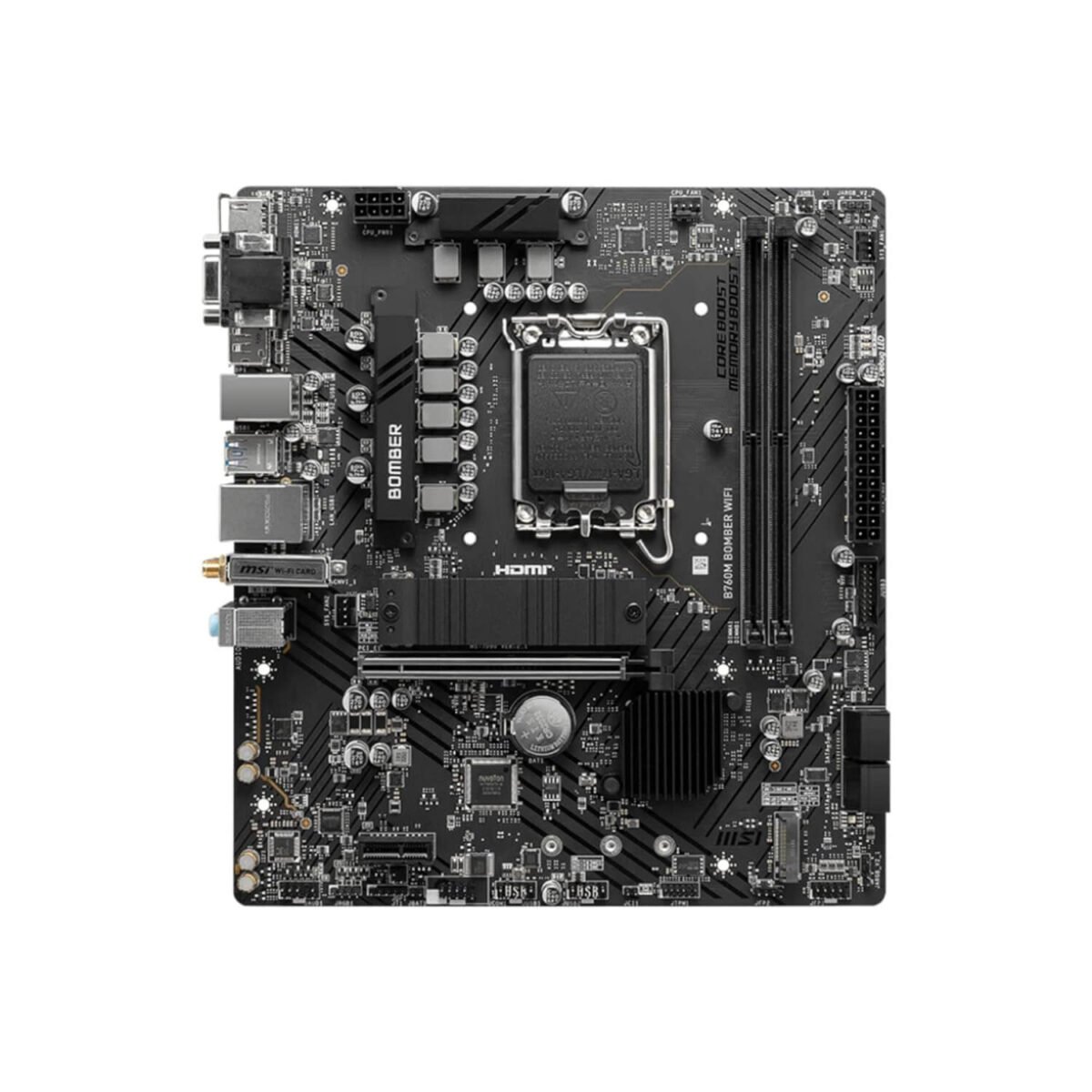 MSI B760M Bomber WiFi Micro-ATX Motherboard, LGA 1700, DDR5 6400MHz, PCIe 4.0 x16, M.2 Gen4, 14th/13th/12th Gen Intel Core Support - Image 2