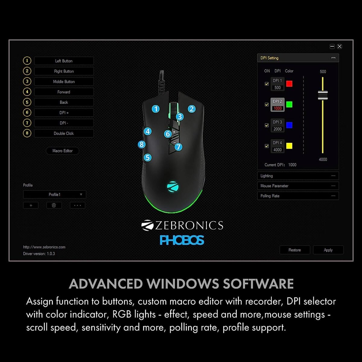 Zebronics USB Gaming Mouse (PHOBOS) - RGB Lights - Image 6