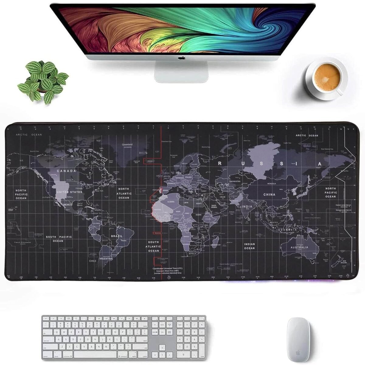 World Map XXXL Large Extended Gaming Mouse Pad | Non-Slip Rubber Base, Stitched Edges | 90x40x0.3 CM - Image 6