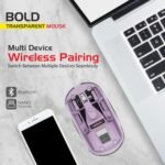 Zebion Bold Transparent Bluetooth Wireless Mouse Dual Mode RGB Lilac - Image 9