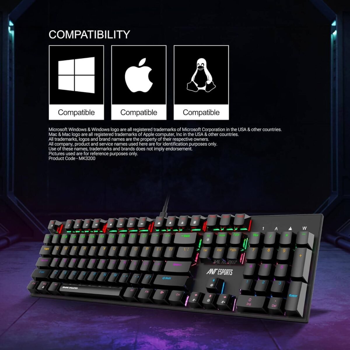 Ant Esports MK3200 V2 RGB Mechanical Gaming Keyboard - 104 Keys, Blue Switches - Image 5