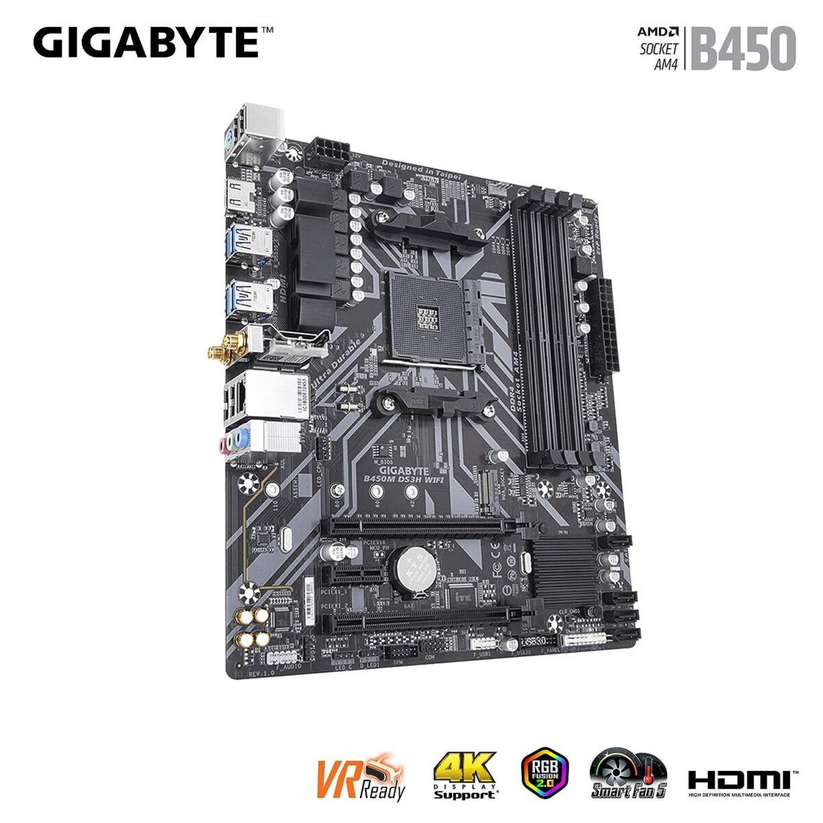 Gigabyte B450M DS3H WiFi MicroATX Motherboard - Socket AM4, DDR4 - Image 3