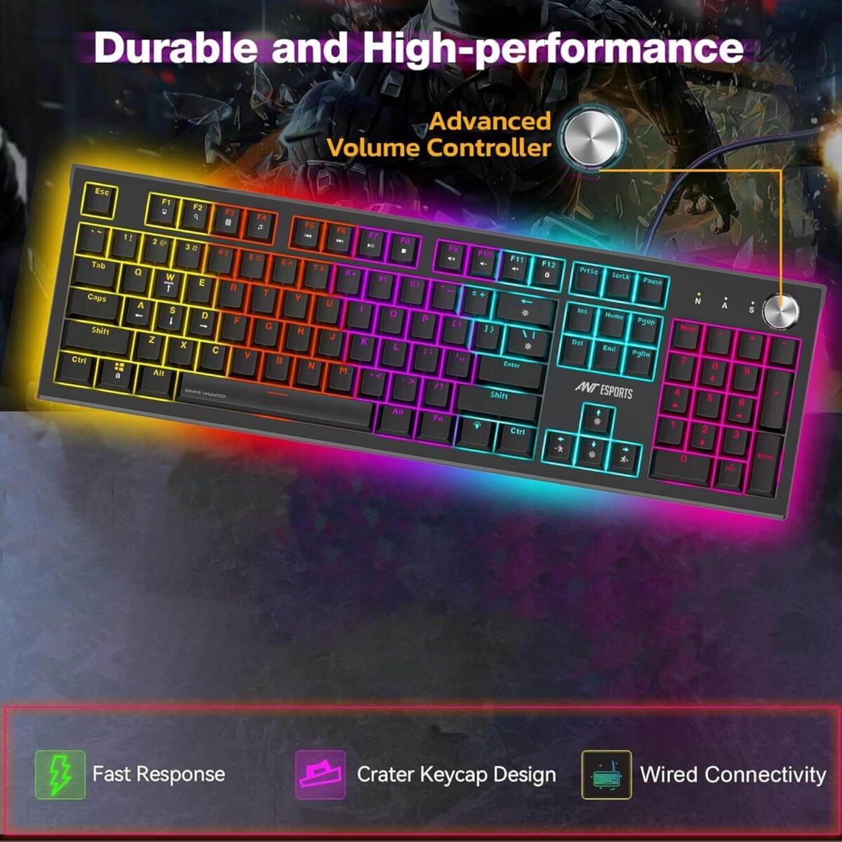 Ant Esports MK1850 Mechanical Gaming Keyboard - Red Switch, RGB Backlit, Hot-Swap - Image 5