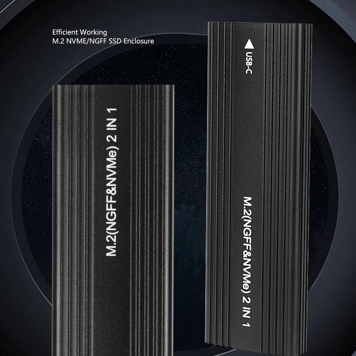 AdNet NVMe Enclosure PCIe M.2 2280 SSD Box, Type-C USB 3.1 Gen 2, 10Gbps Hard Disk Case with USB-C Cable – Black - Image 5