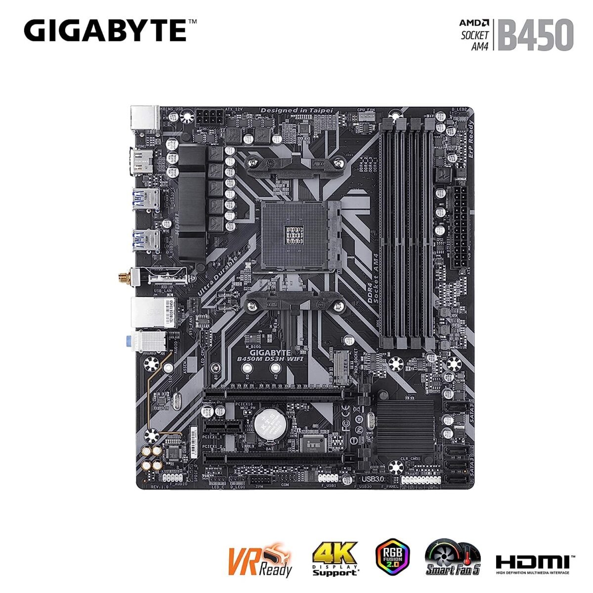 Gigabyte B450M DS3H WiFi MicroATX Motherboard - Socket AM4, DDR4 - Image 4