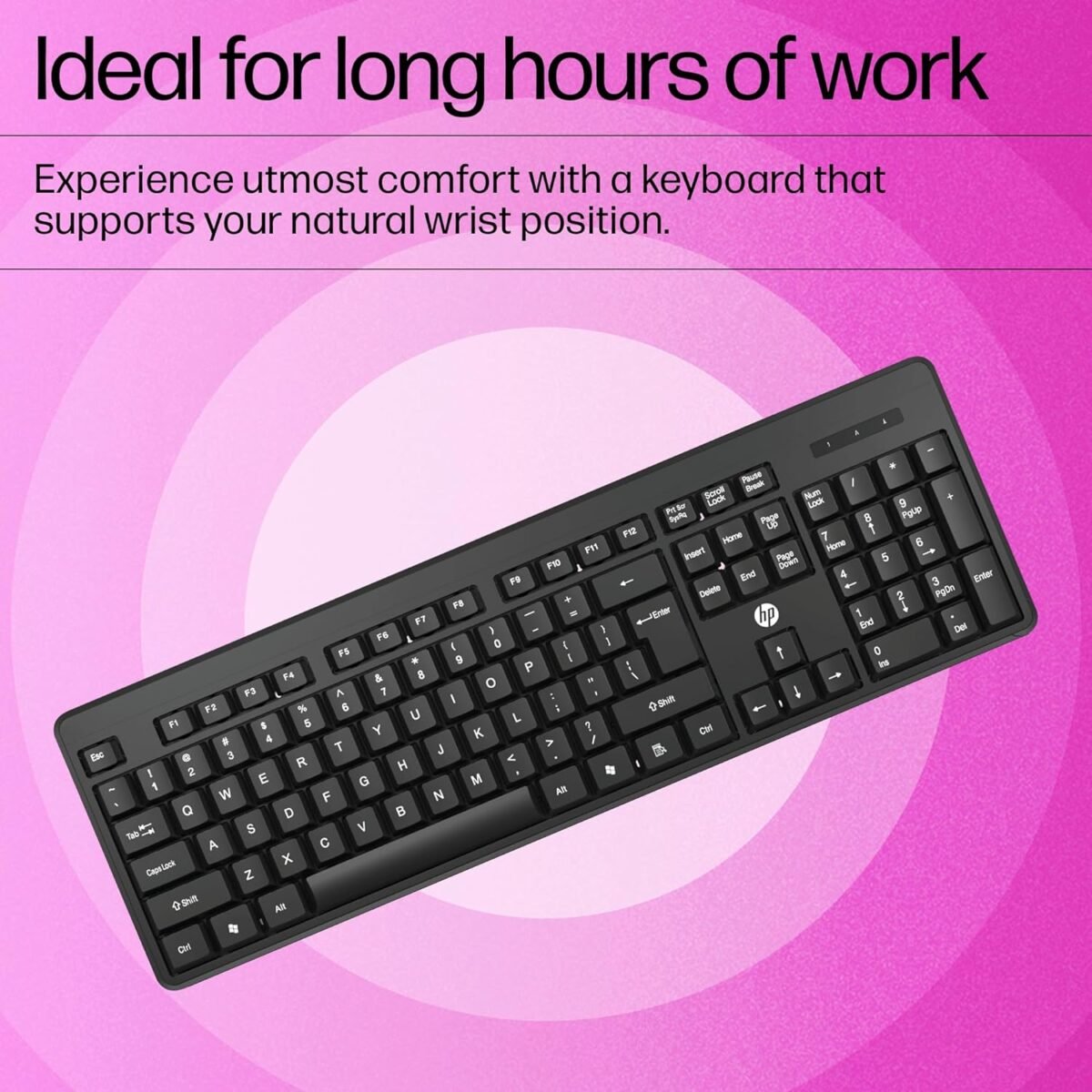 HP K160 Wired USB Keyboard, 12 Fn Keys, Plug & Play, 1-Year Warranty, Black - Image 3