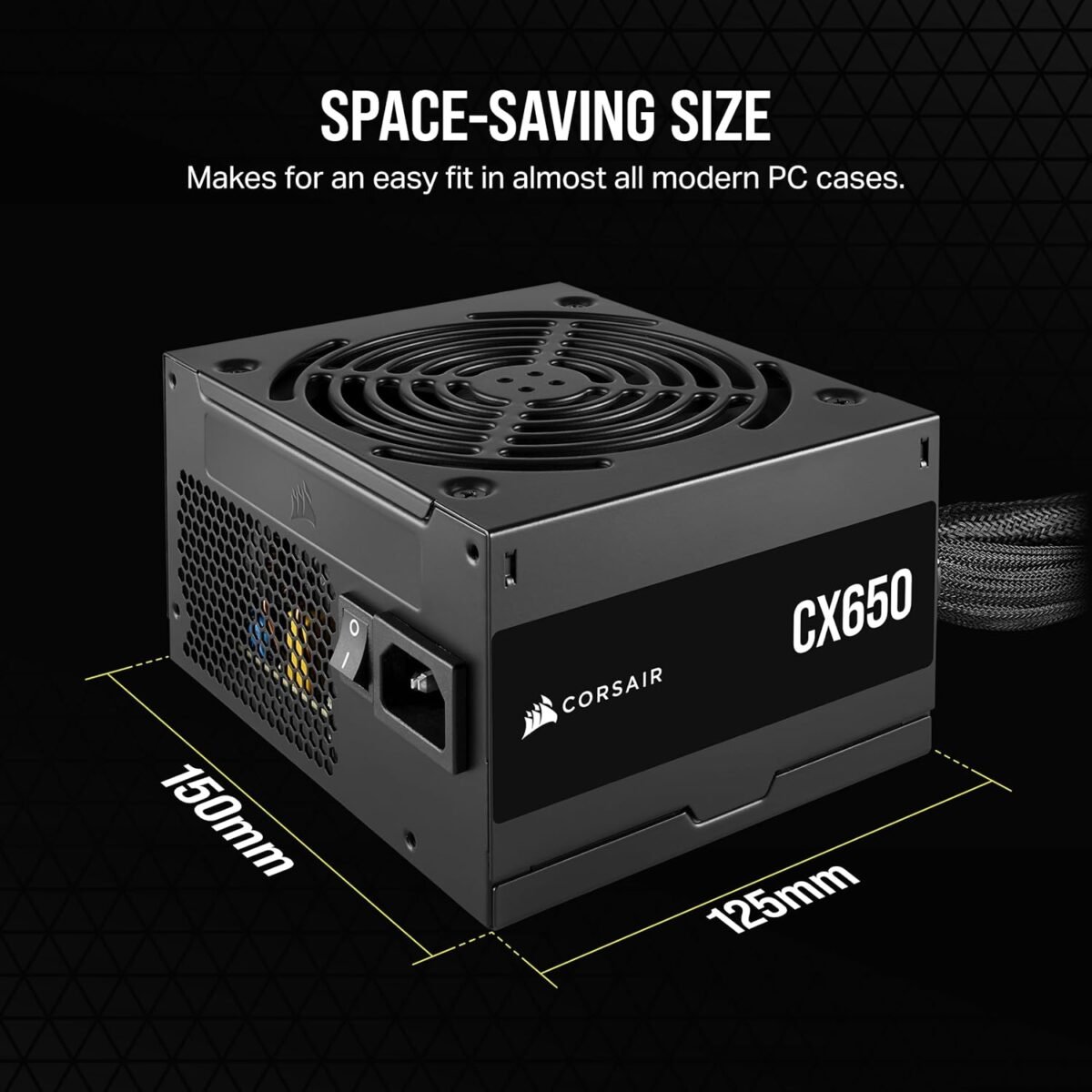 CORSAIR CX650 80 Plus Bronze ATX Power Supply - Low-Noise Fan, Compact, Black Sleeved Cables - Image 4