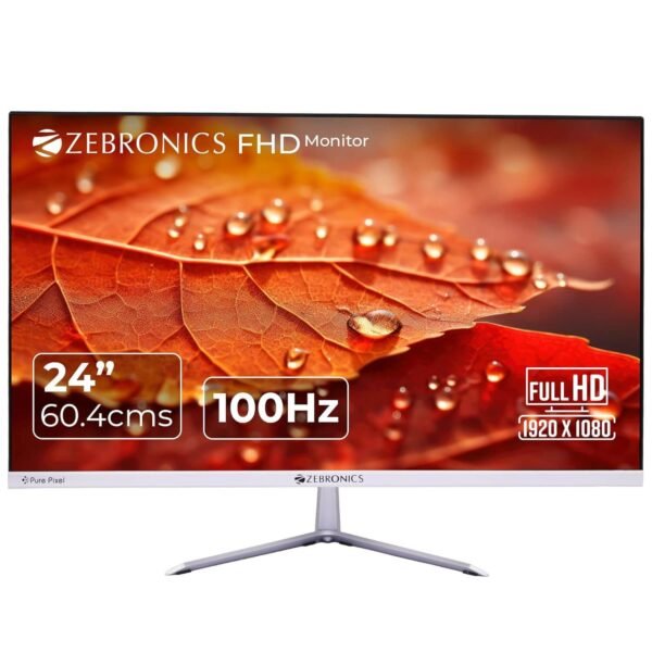 Zebronics EA124 24" FHD LED Monitor - 100Hz, Ultra Slim Bezel, Built-in Speakers, Wall Mountable