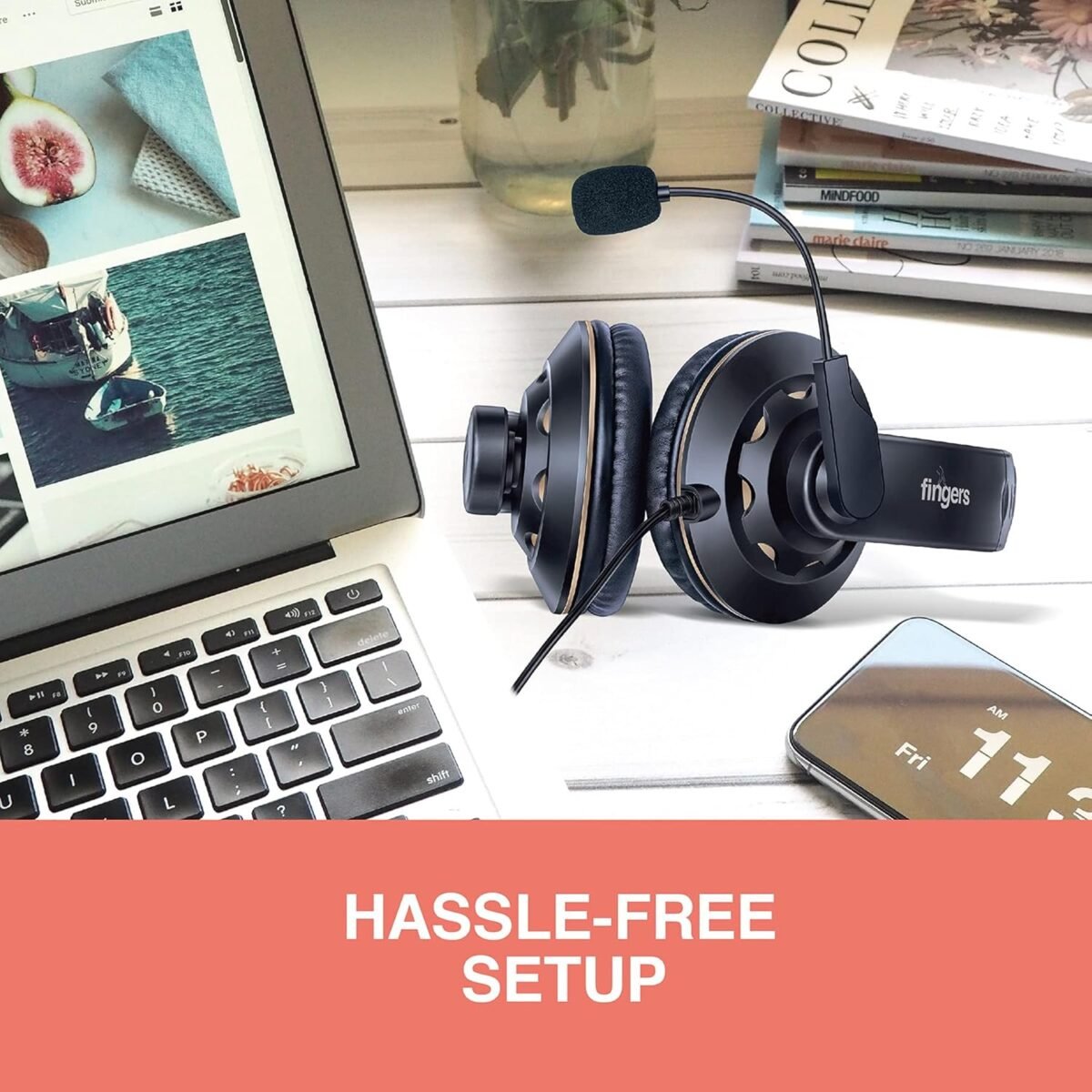 FINGERS USB-Tonic H9 Wired On-Ear Headset with Adjustable Mic - Image 8