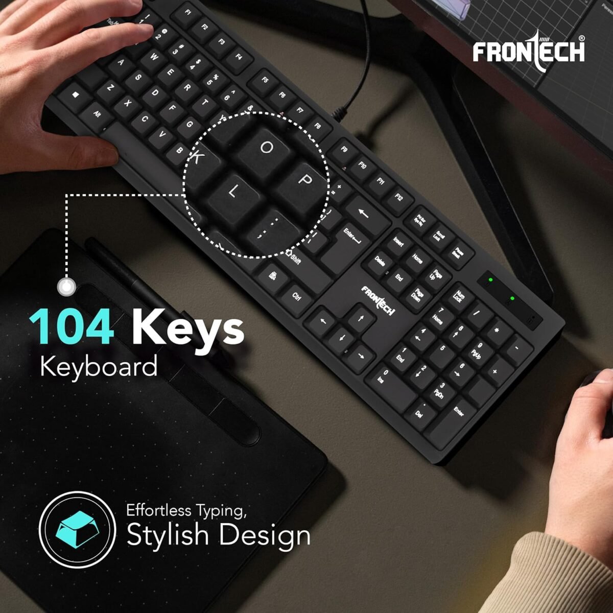 FRONTECH KB-0047 Wired Keyboard 104 Keys USB Slim Design - Image 3