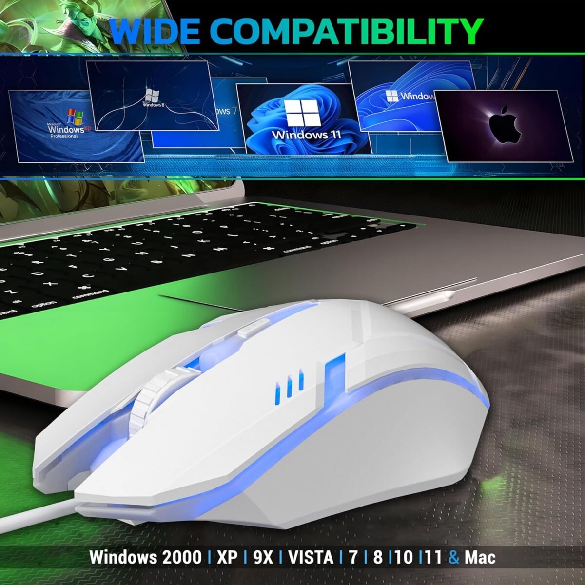 Ant GM46 Wired Optical Gaming Mouse White – 2400 DPI RGB USB Gaming Mouse for PC & Laptop - Image 6