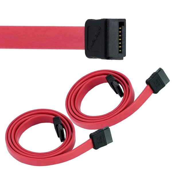 SATA III Data Cable for HDD, SSD, CD Drive, CD Writer - Red (Pack of 2)