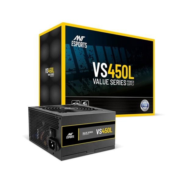 Ant Esports VS450L 450W Gaming Power Supply - Non-Modular, Silent 120mm Fan, PCIe Support