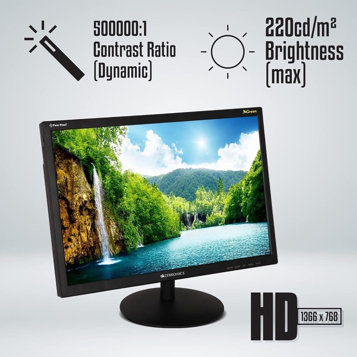 Zebronics Zebster Zeb-V19Hd 18.5 Inch LED Monitor, HD 1366x768, HDMI/VGA, Slim, Wall Mountable - Image 5