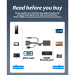VGA to HDMI Adapter with Audio – VGA Male to HDMI Female, 1080P, 3.5mm Audio Jack - Image 9