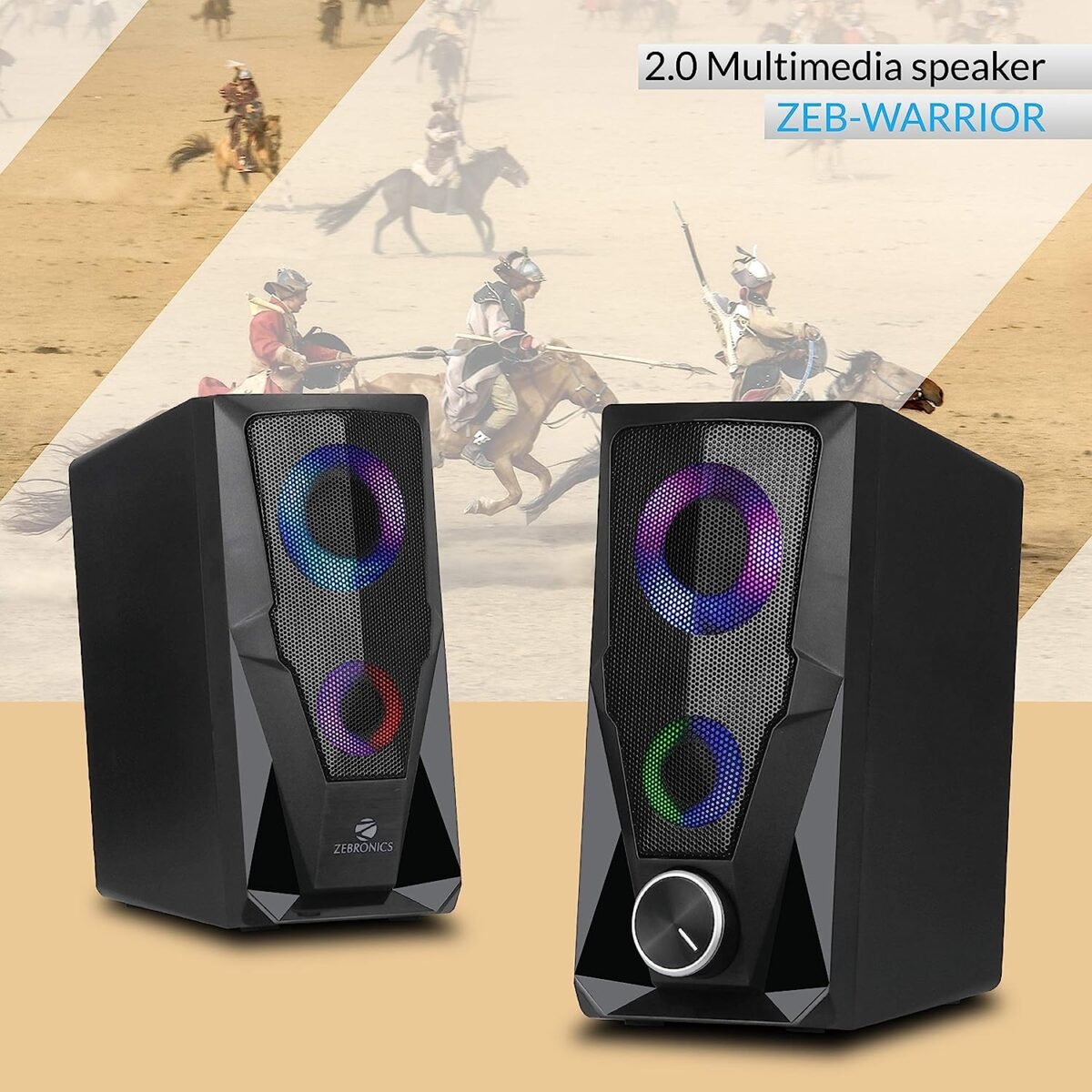 Zebronics Zeb-Warrior 2.0 Multimedia Speaker - USB Powered, Aux Connectivity, Volume Control - Image 3