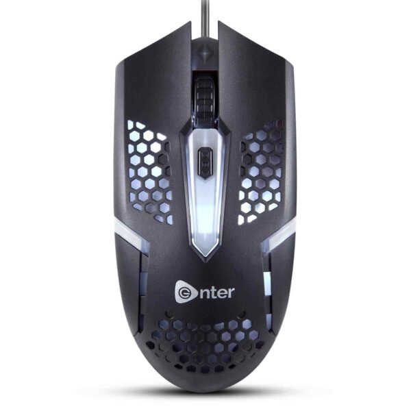 Enter FastClick Wired USB Mouse, 1000 DPI Optical Sensor, 4-Button Design (Black) with DPI Switch and LED Light Effects