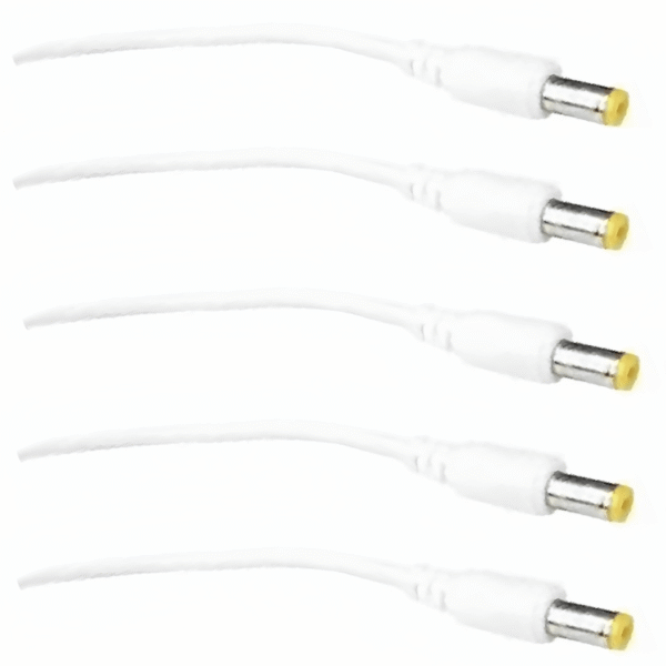 Male DC Pin Power Pigtail Plug Wire Connector Cable For CCTV (Pack of 5)