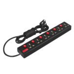 DVM DC-814 Power Strip, 6 Switches, 6 Universal Sockets, Fuse Protection, 1.5m/4.5m Cable