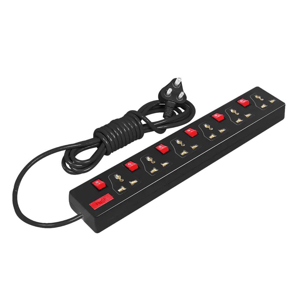 Untitled-1.jpg DVM DC-814 Power Strip, 6 Switches, 6 Universal Sockets, Fuse Protection, 1.5m/4.5m Cable - Image 1