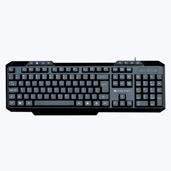 ZEBRONICS ZEB-KM2000 Wired USB Keyboard 115 Keys 8 Hotkeys Rupee Key Retractable Stand