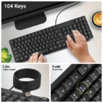 ZEBRONICS Zeb-K65 USB Wired Keyboard with Rupee Key, Spill-Proof and Slim Design - Black - Image 3
