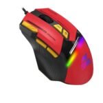 Ant Esports GM333 RGB Gaming Mouse with 12800 DPI, 8 Programmable Buttons, Braided Cable – Black Red Yellow