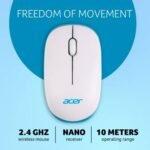 Acer Wireless Mouse, 1600 DPI, Silent Click, 2.4GHz, Plug & Play (White/Blue) - Image 6
